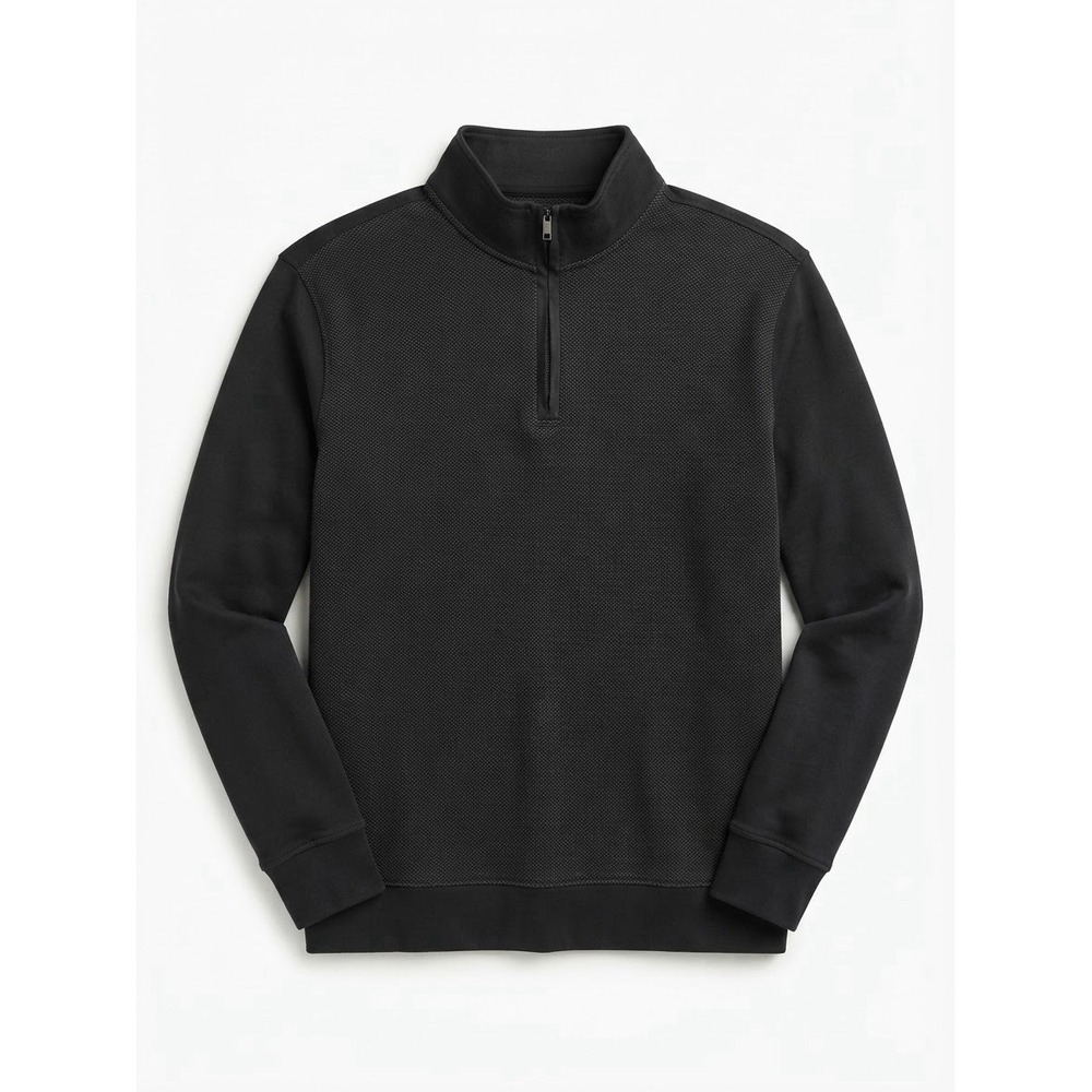 Ted Baker L Mens 1/4 Zip Black Luxury Cotton Designer Warm Winter Preppy Classic